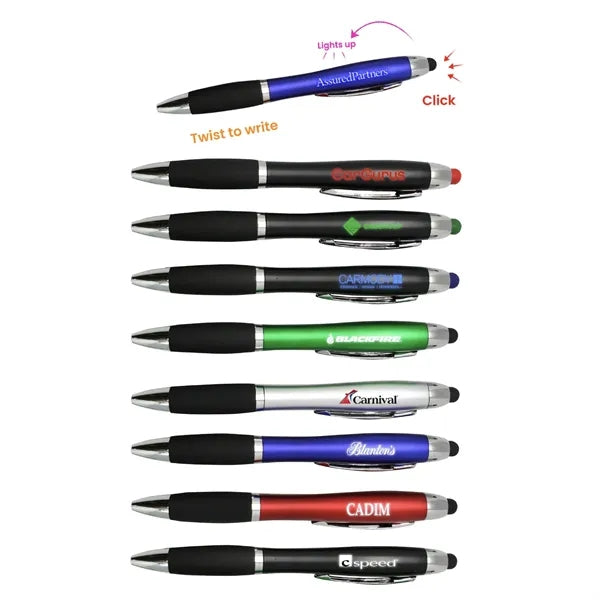 LED Light up Logo Pen with Colorful Stylus