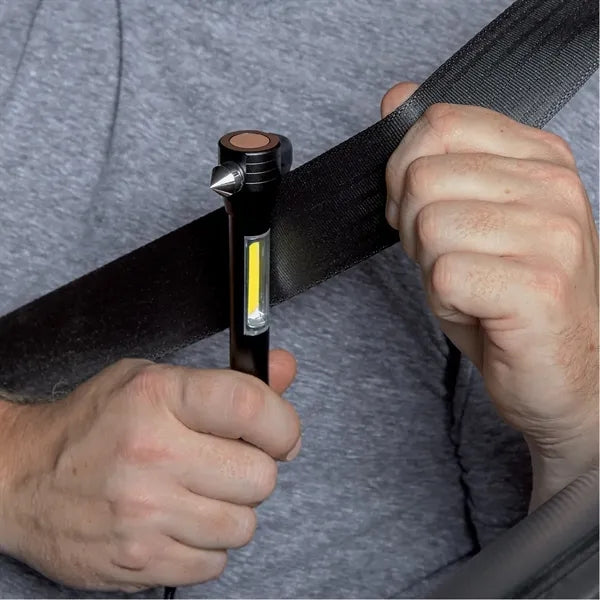 4-in-1 Safety Tool with Cob Flashlight
