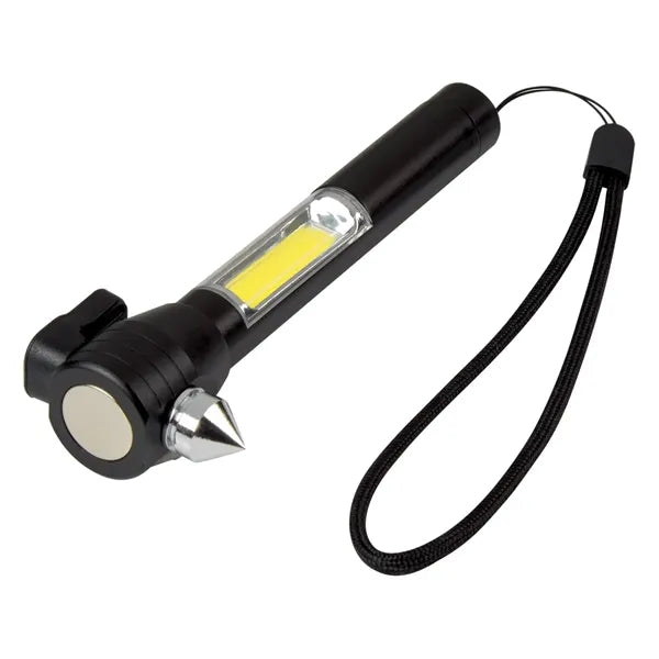 4-in-1 Safety Tool with Cob Flashlight