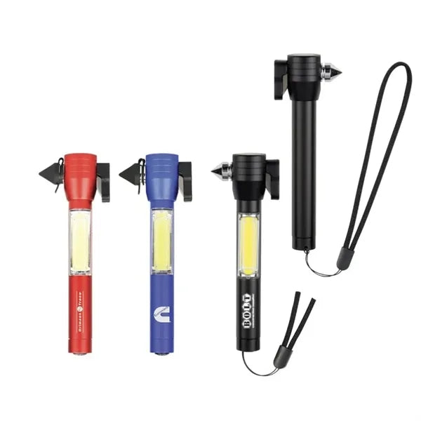 4-in-1 Safety Tool with Cob Flashlight
