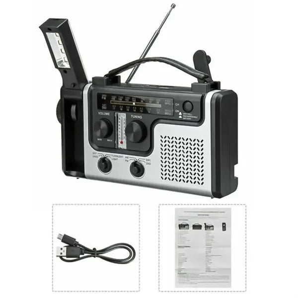 Hand Crank Radio with Solar Charging