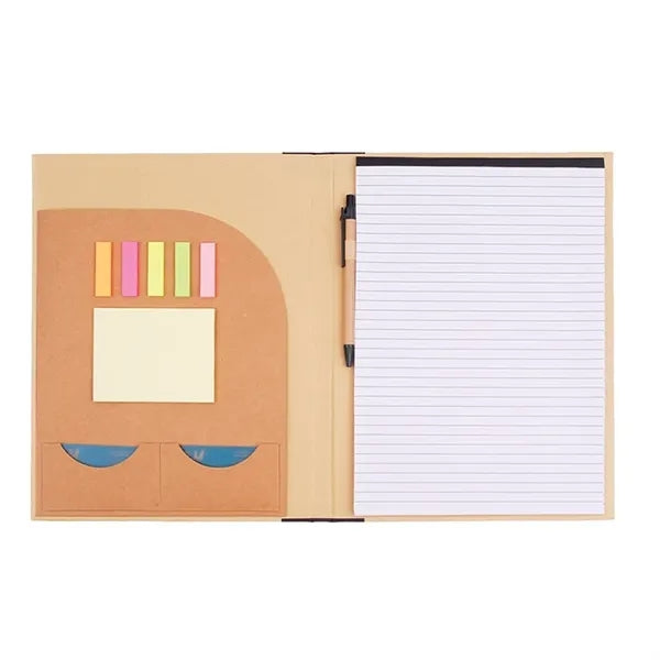 Eco-Friendly Recycled Pad Folio with Sticky Memo Notes