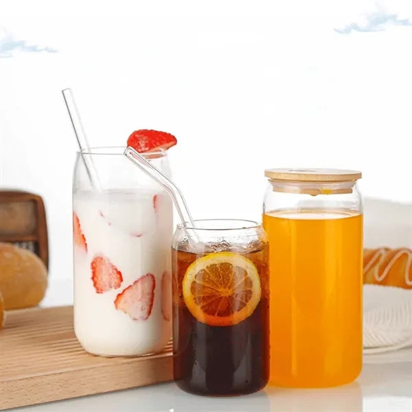 Eco-Friendly Borosilicate Glass Tumbler with Lid & Straw