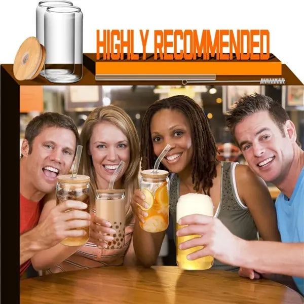 Eco-Friendly Borosilicate Glass Tumbler with Lid & Straw