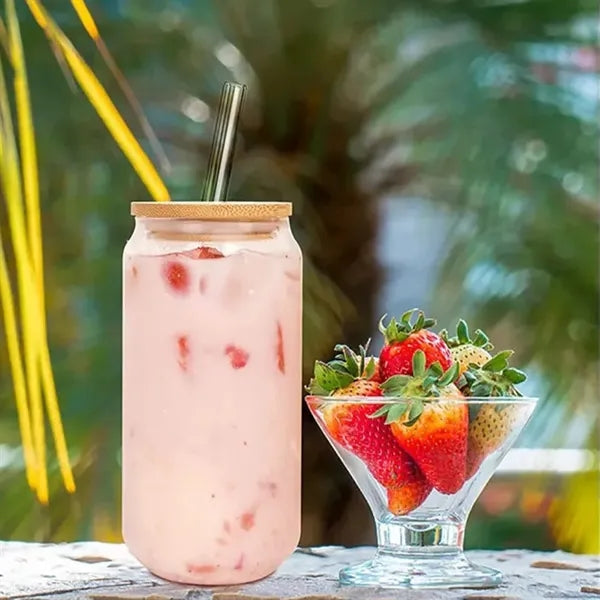 Eco-Friendly Borosilicate Glass Tumbler with Lid & Straw