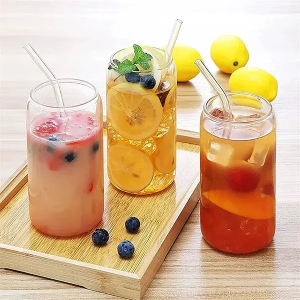 Eco-Friendly Borosilicate Glass Tumbler with Lid & Straw