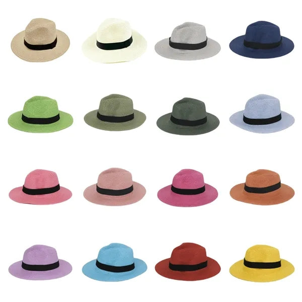 Unisex Wide Brim Natural Straw Hat
