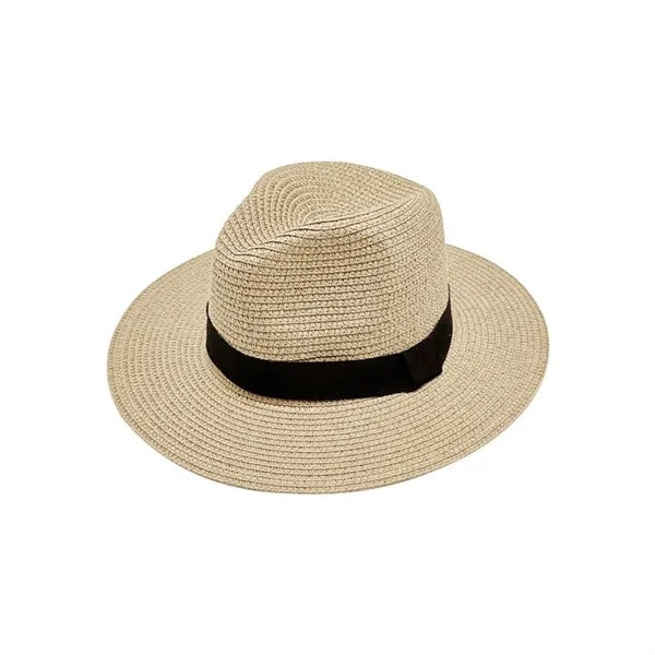Unisex Wide Brim Natural Straw Hat