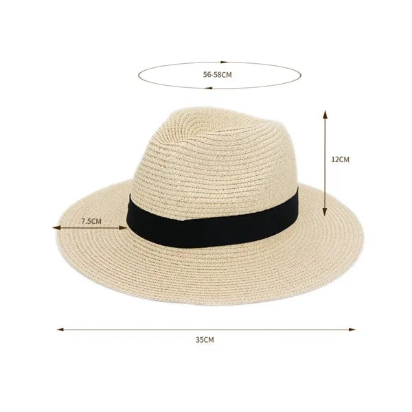 Unisex Wide Brim Natural Straw Hat