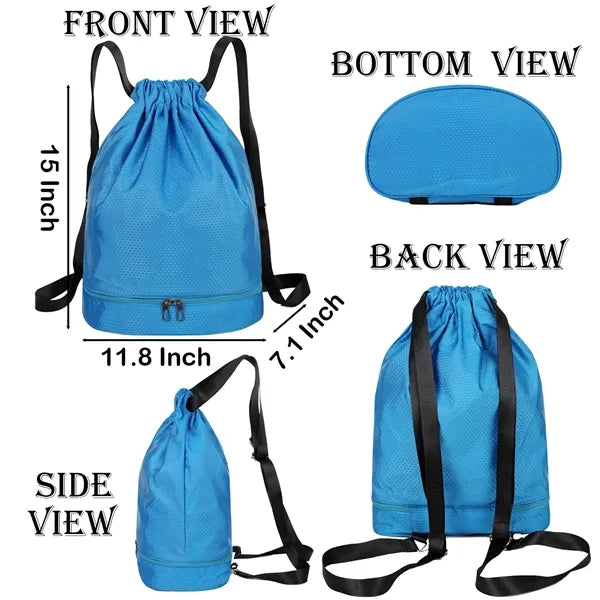 420D Swim Backpack with Shoe Compartment & Wet/Dry Pocket