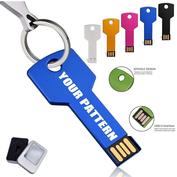 1 Pack 4GB USB 2.0 Metal Key Shape Thumb Drive