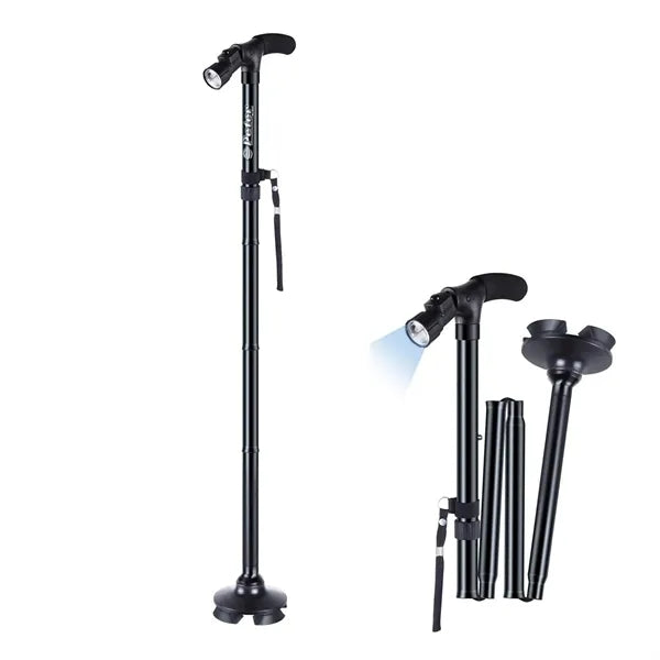 Ergonomic Adjustable Non-Slip Folding Cane with Light