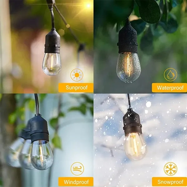 Solar Outdoor String Lights Large Bulb