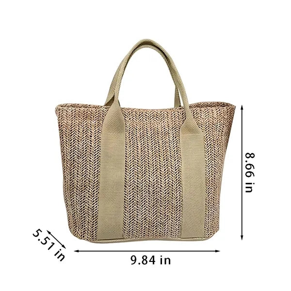Women beach vacation large top handle straw handbag tote