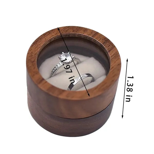 Wedding birthday portable wooden ring box with clear window