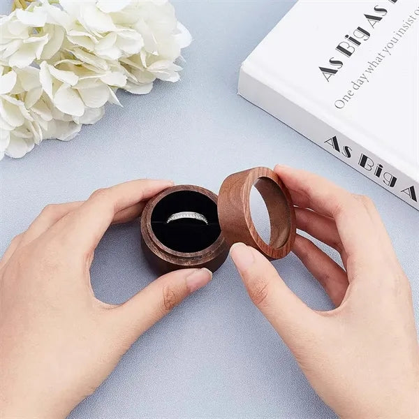 Wedding birthday portable wooden ring box with clear window