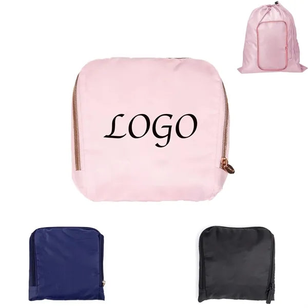 Travel Laundry Bag with Zipper and Drawstring