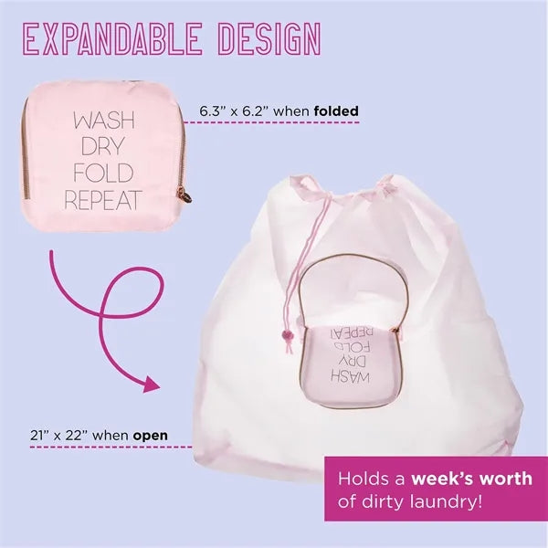 Travel Laundry Bag with Zipper and Drawstring