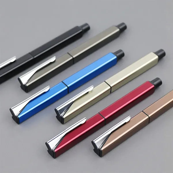 Durable office school writing metal square ballpoint pen