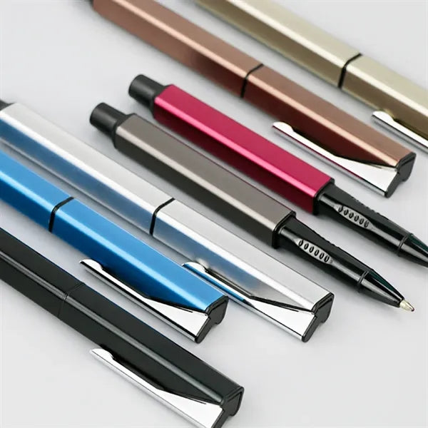 Durable office school writing metal square ballpoint pen