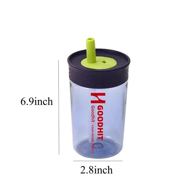 15oz Kids Plastic Water Bottle Cup w/ Straw Leakproof