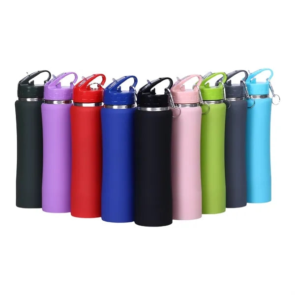 Stainless Steel Straw Water Bottle with Carabiner Clip