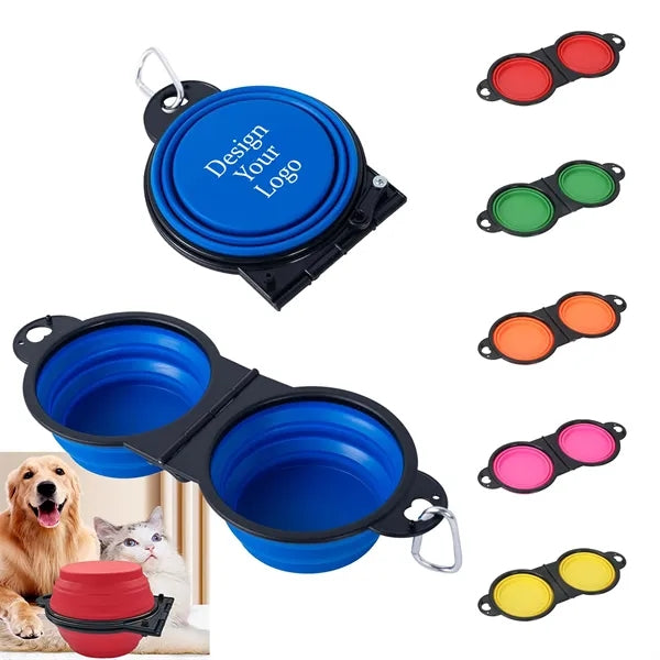 Collapsible Silicone Dog Dual Bowls