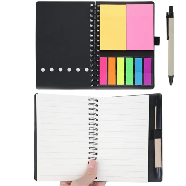 Notebooks with Sticky Notes Pens Lined Notepad Mini Journal