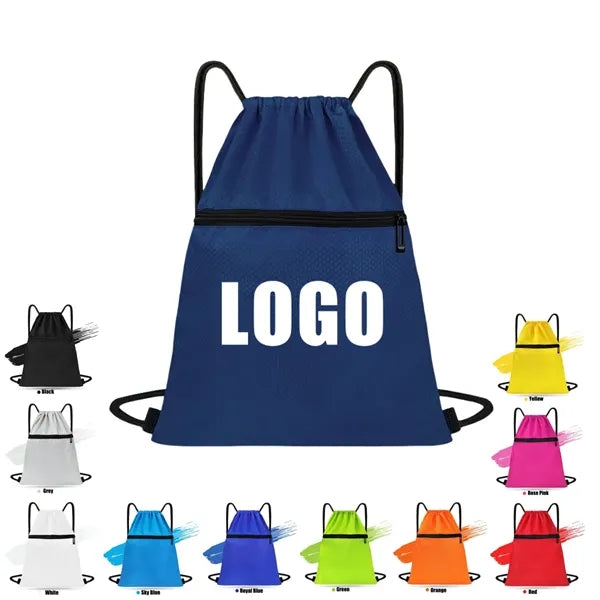 420D Heavy Duty Strawstring Backpack w/ zipper