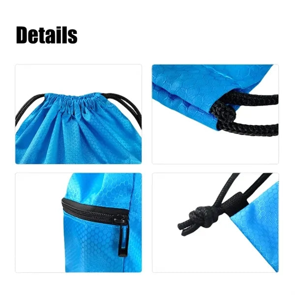 420D Heavy Duty Strawstring Backpack w/ zipper