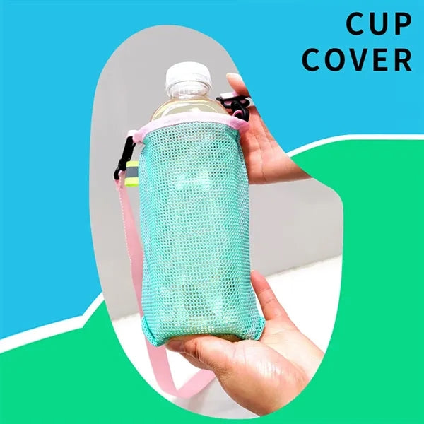 Outdoor beach mesh water bottle holder carrier with strap