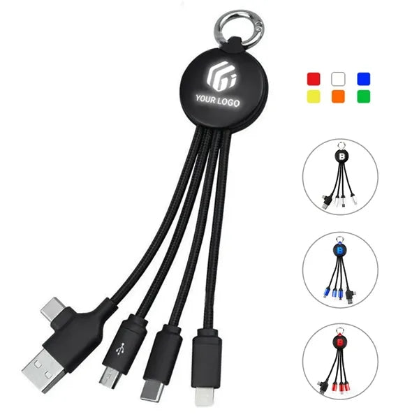 6 in 1 universal glow logo keychain multi USB charging cable