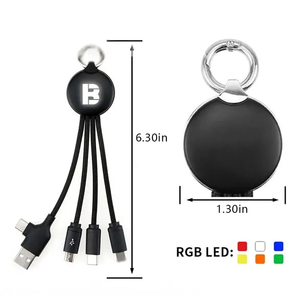 6 in 1 universal glow logo keychain multi USB charging cable