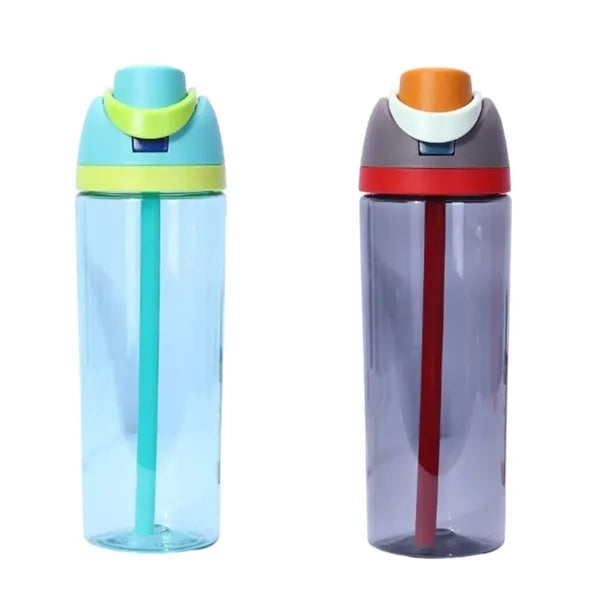 25oz Plastic Water Bottle with Spout Lid and Straw