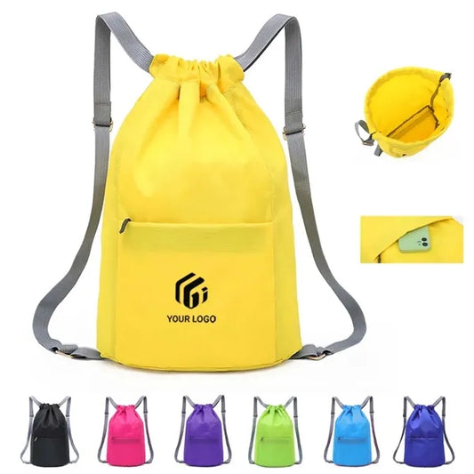 Waterproof travel beach sports gym bag drawstring backpack