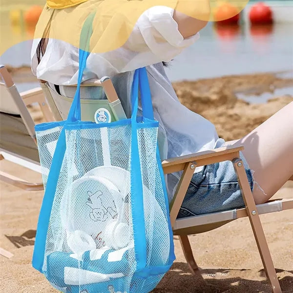 Large capacity solid color hand-held shopping mesh bag