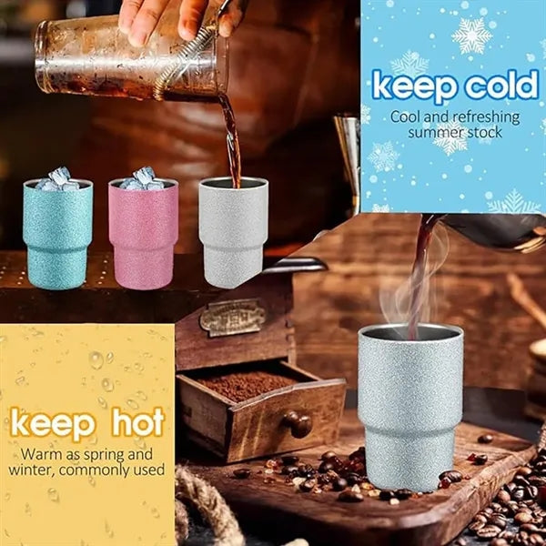 3 oz portable stainless steel mini shot glass with straw