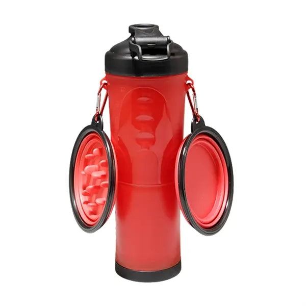 Pet Water Bottle with Collapsible Bowls for Traveling