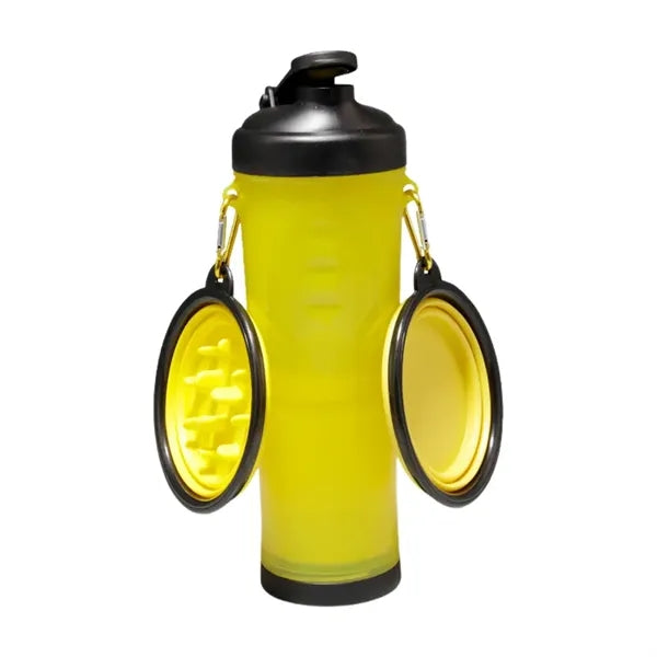 Pet Water Bottle with Collapsible Bowls for Traveling