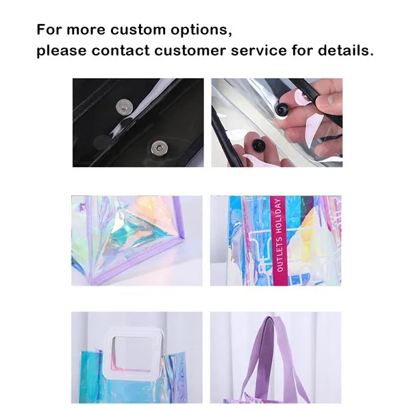 Large iridescent beach stadium travel handbag clear tote bag