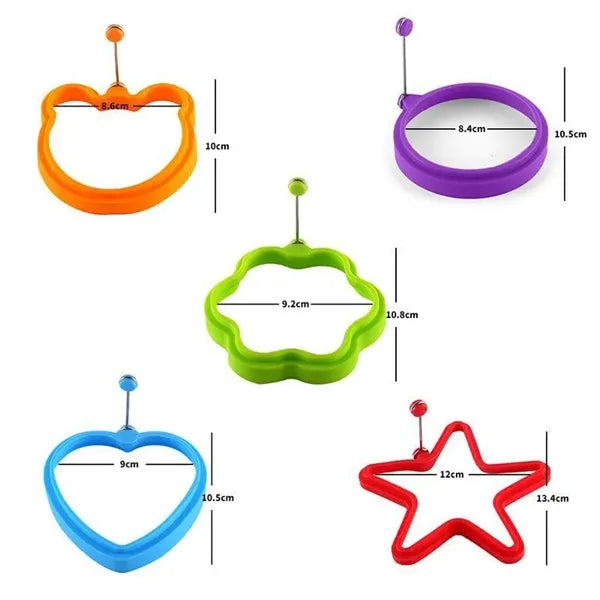 4pcs Silicone Egg Ring Pancake Mold and Squeeze Bottle Kit