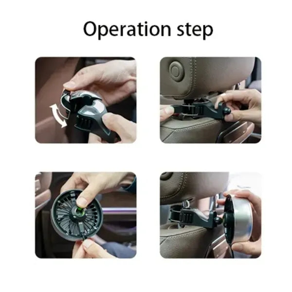 Portable Car Seat Fans 3 Speeds Strong Wind with LED Lights