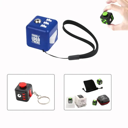 1.25" ABS Fun Fidget Cube Keychain - Stress Relief Desk Toy