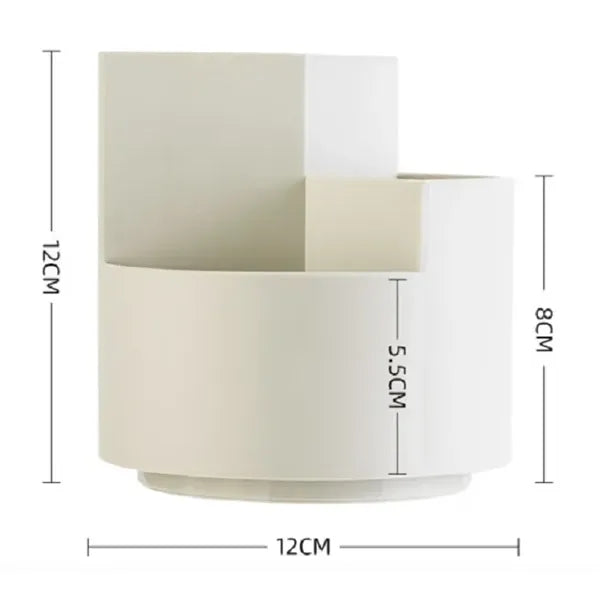Rotating Pen Holder 3 Compartments Desk Storage Box