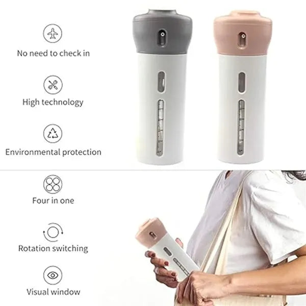 Leakproof refillable 4-in-1 travel bottles for toiletries