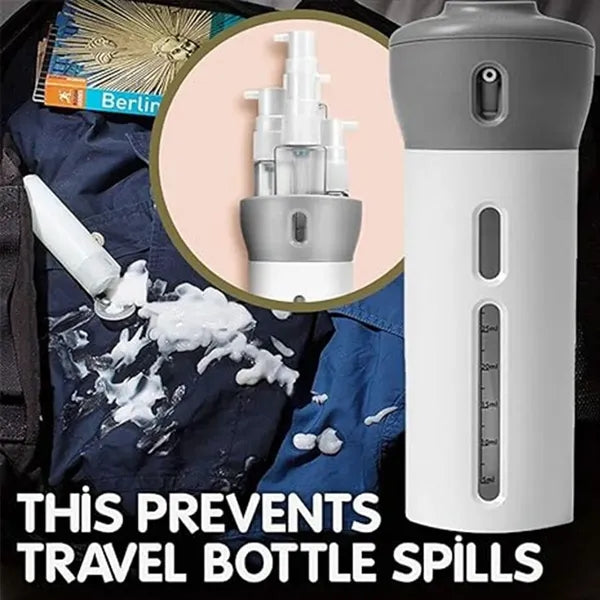 Leakproof refillable 4-in-1 travel bottles for toiletries