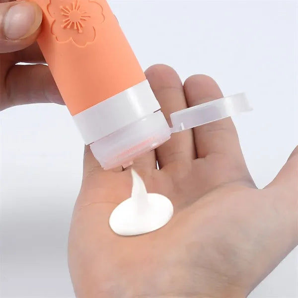 Refillable leakproof silicone toiletries kit travel bottles