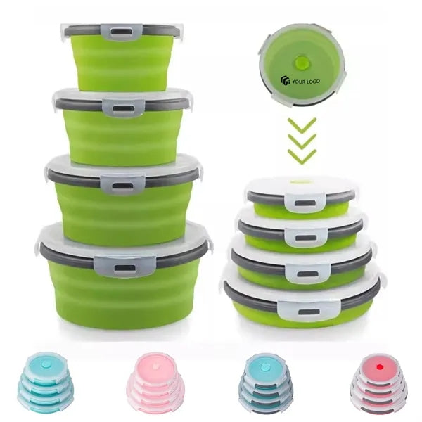 Round Silicone Collapsible Camp Bowl Food Storage Container
