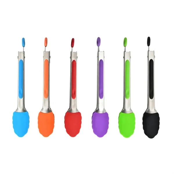 9" BBQ Silicone Kitchen Tongs for Cooking