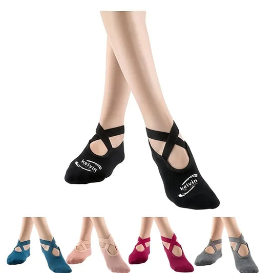 Yoga Socks for Women with Non-Slip Grips & Straps